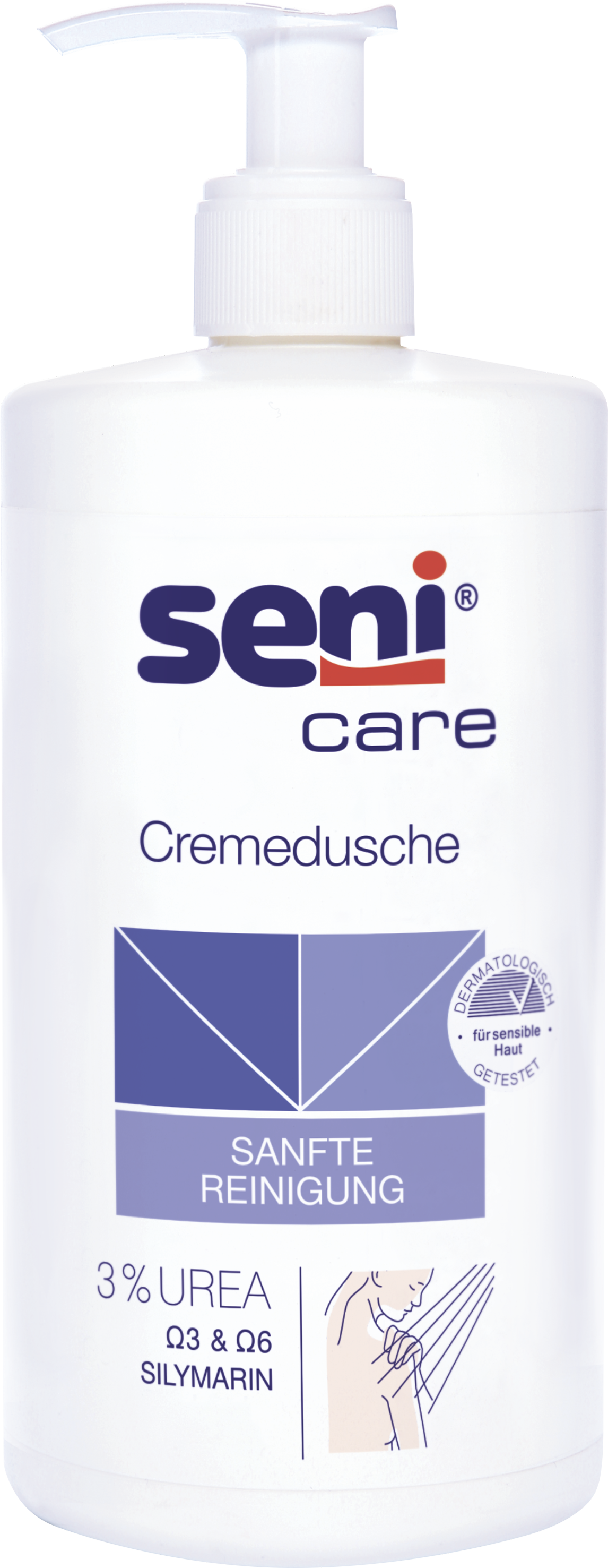 Verpackung der Pumpflasche der Seni Care Cremedusche